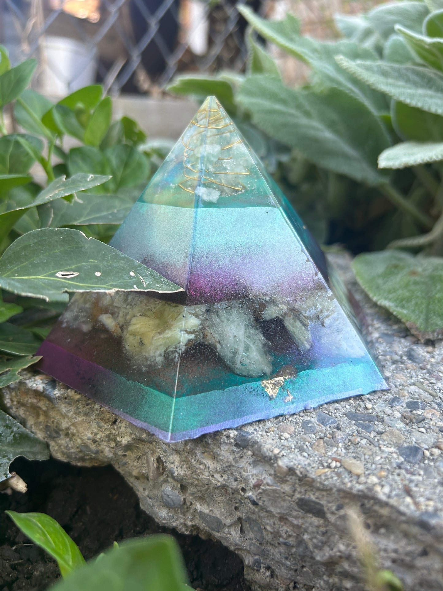 Hexagonal-Shaped 12-sided Orgonite Pyramid