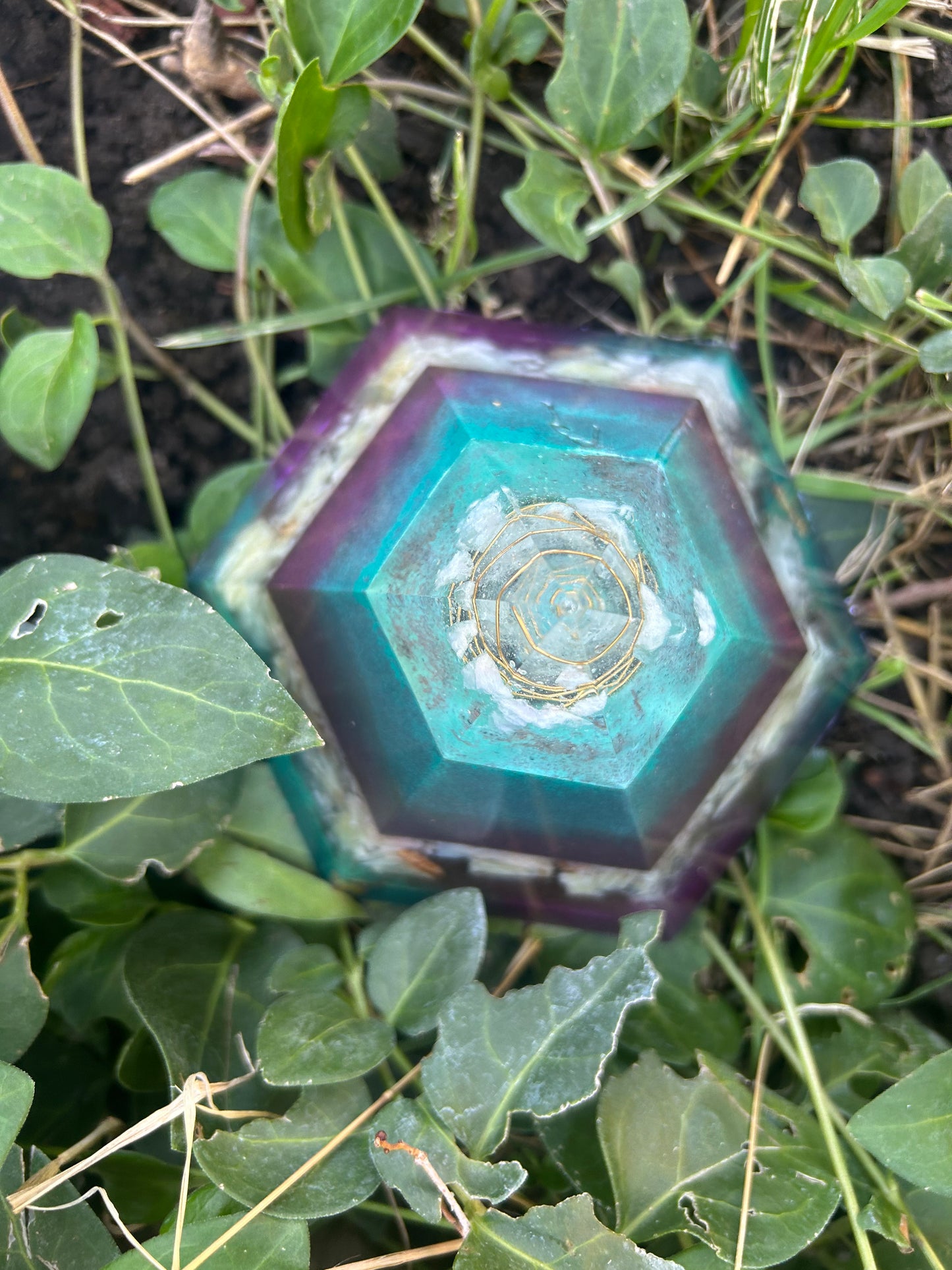Hexagonal-Shaped 12-sided Orgonite Pyramid